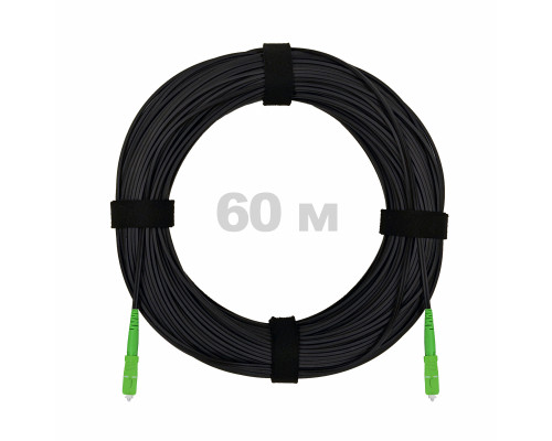 Патч-корд оптический FTTH диэлектрик FRP, G.657 LSZH 2SC/APC, черный 60 м