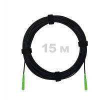 Патч-корд оптический FTTH с выносным силовым элементом, диэлектрик FRP, G.657 LSZH 2SC/APC, черный 15 м