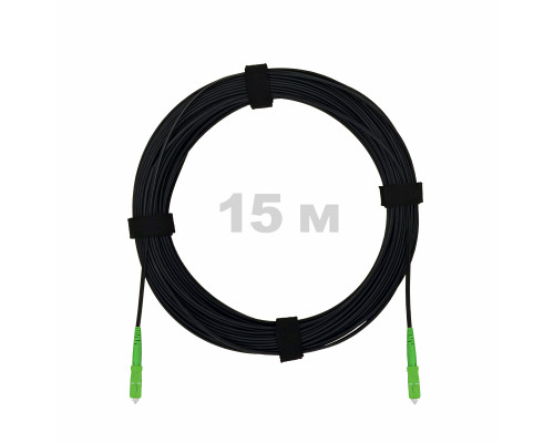 Патч-корд оптический FTTH с выносным силовым элементом, диэлектрик FRP, G.657 LSZH 2SC/APC, черный 15 м
