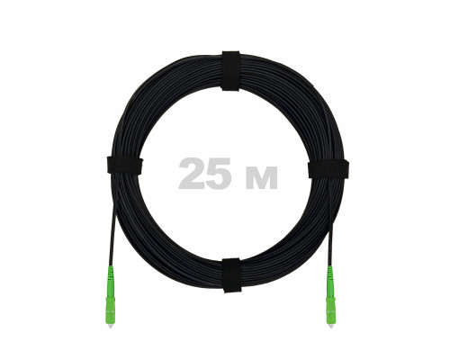 Патч-корд оптический FTTH с выносным силовым элементом, диэлектрик FRP, G.657 LSZH 2SC/APC, черный 25 м