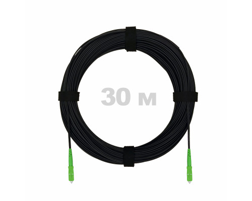 Патч-корд оптический FTTH с выносным силовым элементом, диэлектрик FRP, G.657 LSZH 2SC/APC, черный 30 м