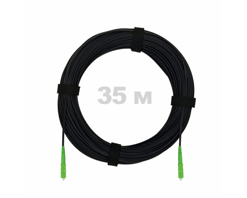 Патч-корд оптический FTTH с выносным силовым элементом, диэлектрик FRP, G.657 LSZH 2SC/APC, черный 35 м