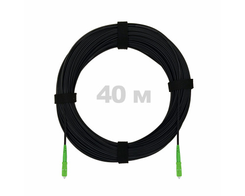 Патч-корд оптический FTTH с выносным силовым элементом, диэлектрик FRP, G.657 LSZH 2SC/APC, черный 40 м