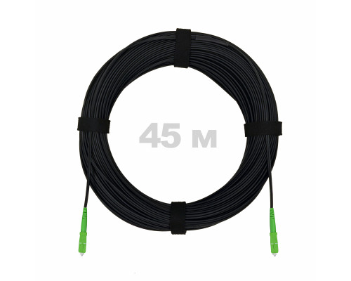 Патч-корд оптический FTTH с выносным силовым элементом, диэлектрик FRP, G.657 LSZH 2SC/APC, черный 45 м