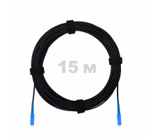 Патч-корд оптический FTTH с выносным силовым элементом, диэлектрик FRP, G.657 LSZH 2SC/UPC, черный 15 м