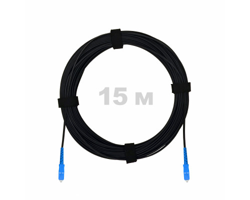 Патч-корд оптический FTTH с выносным силовым элементом, диэлектрик FRP, G.657 LSZH 2SC/UPC, черный 15 м