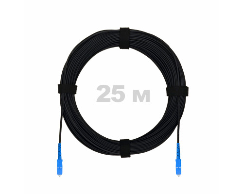Патч-корд оптический FTTH с выносным силовым элементом, диэлектрик FRP, G.657 LSZH 2SC/UPC, черный 25 м
