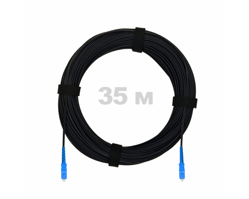 Патч-корд оптический FTTH с выносным силовым элементом, диэлектрик FRP, G.657 LSZH 2SC/UPC, черный 35 м