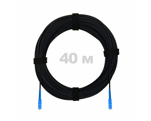 Патч-корд оптический FTTH с выносным силовым элементом, диэлектрик FRP, G.657 LSZH 2SC/UPC, черный 40 м