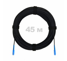 Патч-корд оптический FTTH с выносным силовым элементом, диэлектрик FRP, G.657 LSZH 2SC/UPC, черный 45 м