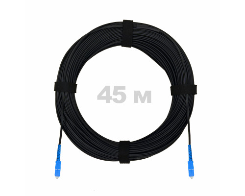 Патч-корд оптический FTTH с выносным силовым элементом, диэлектрик FRP, G.657 LSZH 2SC/UPC, черный 45 м
