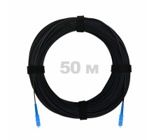 Патч-корд оптический FTTH с выносным силовым элементом, диэлектрик FRP, G.657 LSZH 2SC/UPC, черный 50 м