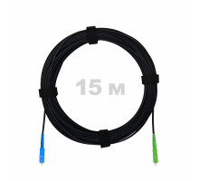 Патч-корд оптический FTTH с выносным силовым элементом, диэлектрик FRP, G.657 LSZH SC/APC-SC/UPC, черный 15 м
