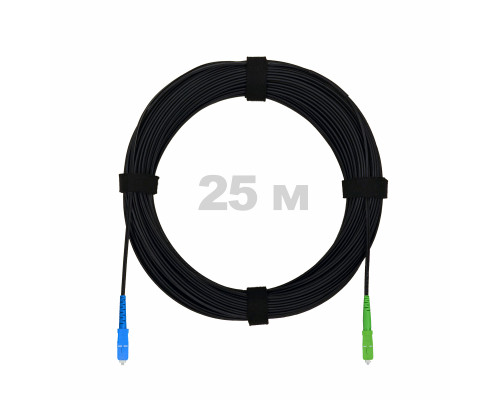 Патч-корд оптический FTTH с выносным силовым элементом, диэлектрик FRP, G.657 LSZH SC/APC-SC/UPC, черный 25 м