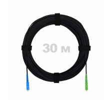 Патч-корд оптический FTTH с выносным силовым элементом, диэлектрик FRP, G.657 LSZH SC/APC-SC/UPC, черный 30 м