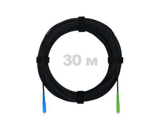 Патч-корд оптический FTTH с выносным силовым элементом, диэлектрик FRP, G.657 LSZH SC/APC-SC/UPC, черный 30 м