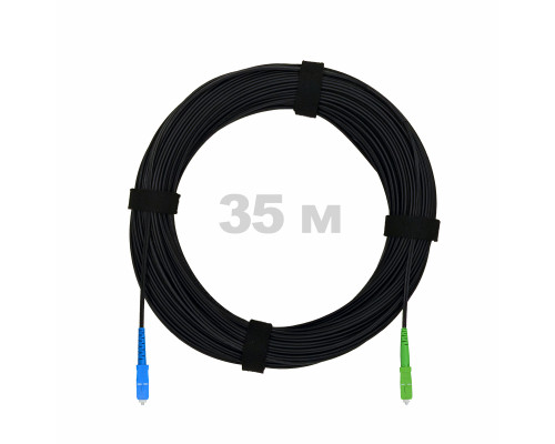 Патч-корд оптический FTTH с выносным силовым элементом, диэлектрик FRP, G.657 LSZH SC/APC-SC/UPC, черный 35 м