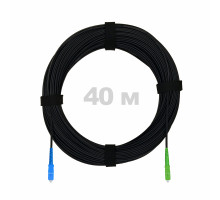 Патч-корд оптический FTTH с выносным силовым элементом, диэлектрик FRP, G.657 LSZH SC/APC-SC/UPC, черный 40 м