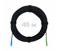 Патч-корд оптический FTTH с выносным силовым элементом, диэлектрик FRP, G.657 LSZH SC/APC-SC/UPC, черный 45 м