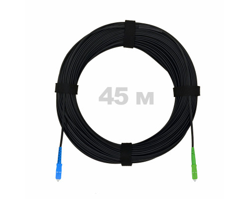 Патч-корд оптический FTTH с выносным силовым элементом, диэлектрик FRP, G.657 LSZH SC/APC-SC/UPC, черный 45 м