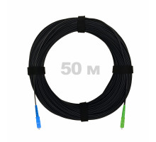 Патч-корд оптический FTTH с выносным силовым элементом, диэлектрик FRP, G.657 LSZH SC/APC-SC/UPC, черный 50 м