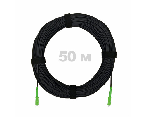 Патч-корд оптический FTTH комбинированный, диэлектрик FRP, G.657 LSZH 2SC/APC, черный 50 м