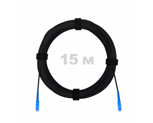 Патч-корд оптический FTTH комбинированный, диэлектрик FRP, G.657 LSZH 2SC/UPC, черный 15 м