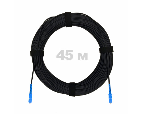Патч-корд оптический FTTH комбинированный, диэлектрик FRP, G.657 LSZH 2SC/UPC, черный 45 м