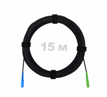 Патч-корд оптический FTTH комбинированный, диэлектрик FRP, G.657 LSZH SC/APC-SC/UPC, черный 15 м