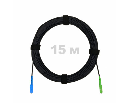 Патч-корд оптический FTTH комбинированный, диэлектрик FRP, G.657 LSZH SC/APC-SC/UPC, черный 15 м