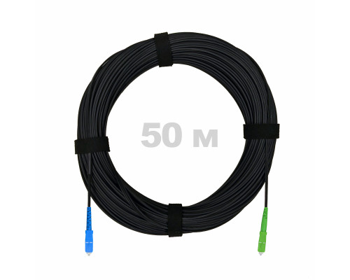 Патч-корд оптический FTTH комбинированный, диэлектрик FRP, G.657 LSZH SC/APC-SC/UPC, черный 50 м