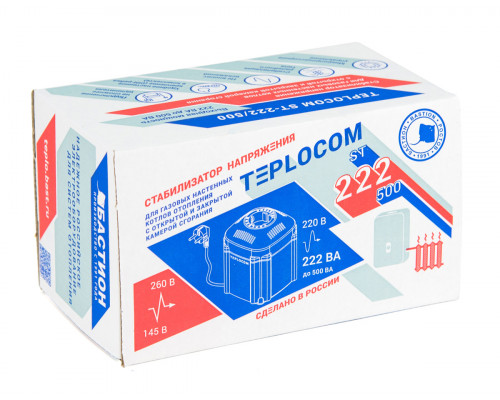 Teplocom ST-222/500 стабилизатор сетевого напряжения 220 В, 222 ВА, Uвх. 145-260 В