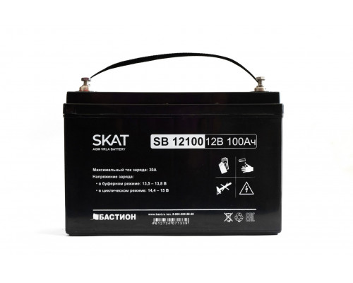 SKAT SB 12100 АКБ свинцово-кислотная тип AGM 12V 100Ач Iзар.30А, клеммы под болт М6
