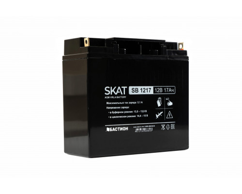 SKAT SB 1217 АКБ свинцово-кислотная тип AGM 12V 17Ач Iзар.5,1А, клеммы под болт М5
