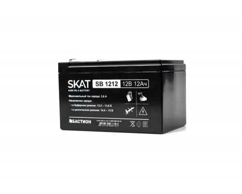 SKAT SB 1212 АКБ свинцово-кислотная тип AGM 12V 12Ач Iзар.3,6 А, ножевые клеммы