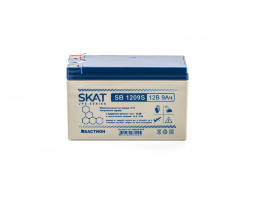 SKAT SB 1209S АКБ свинцово-кислотная тип AGM 12V 9Ач Iзар. 2,6 А, ножевые клеммы
