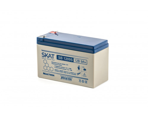 SKAT SB 1209S АКБ свинцово-кислотная тип AGM 12V 9Ач Iзар. 2,6 А, ножевые клеммы