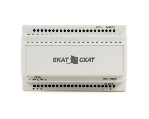 SKAT-12-6.0 DIN (СКАТ ИБП-12/6-DIN) источник питания 12В 6А пластиковый корпус под DIN рейку 35 мм
