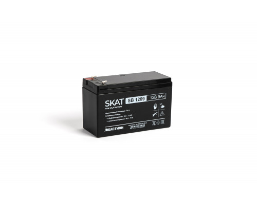 SKAT SB 1209 АКБ свинцово-кислотная тип AGM 12V 9Ач Iзар. 2,7 А, ножевые клеммы