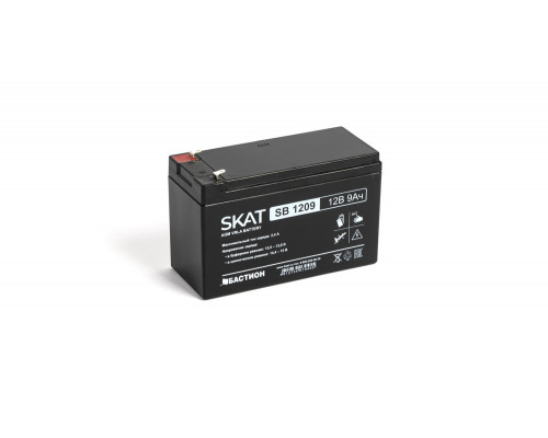 SKAT SB 1209 АКБ свинцово-кислотная тип AGM 12V 9Ач Iзар. 2,7 А, ножевые клеммы