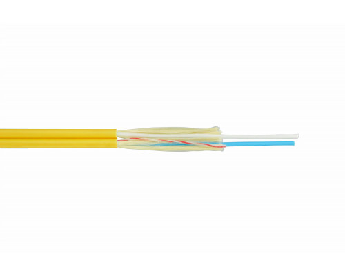 Кабель ВО Eurolan Zip-cord,  2хОВ, OS2 9/125, LSZH (нг(A)-HF), Ø 2мм, внутри зданий, диэлектрический, цвет: жёлтый, арамидные нити
