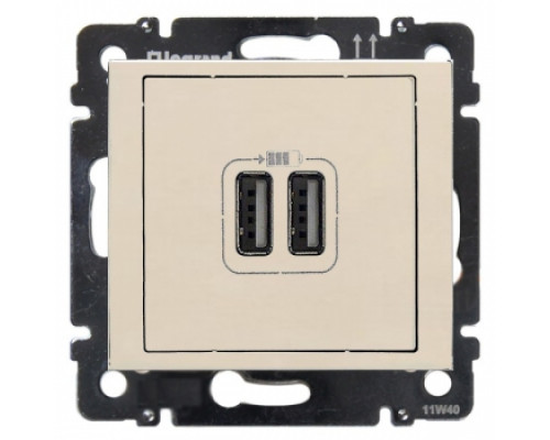 Розетка в сборе Legrand Valena, 2x USB (Type A-B), кат. 6, экр., внутренняя, 51х58 мм (ВхШ), цвет: слоновая кость, (LEG.774170)