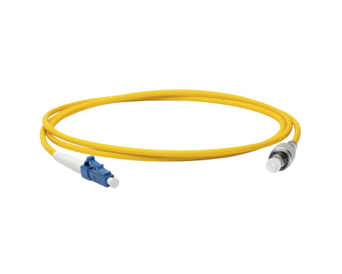 Комм. шнур оптический Lanmaster, Simplex LC/FC (APC/UPC), OS2 9/125, LSZH, 3м, синий хвостовик, цвет: жёлтый