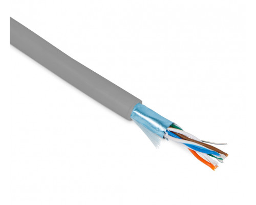 Кабель витая пара Hyperline FUTP4-C5E-P26-IN-PVC, PVC, F/UTP, кат. 5е, проводник Ø 0,48мм, 305м, коробка, тип прокладки: внутри зданий, цвет: серый