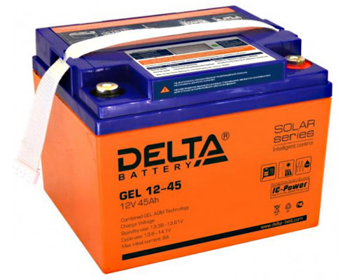 Аккумулятор для ИБП Delta Battery GEL, 173х166х196 мм (ВхШхГ),  необслуживаемый электролитный,  12V/45 Ач, цвет: жёлтый, (GEL 12-45)