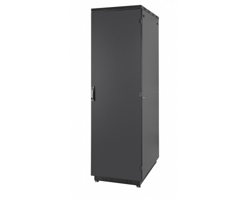 Шкаф телекоммуникационный напольный Eurolan S3000, IP20, 42U, 2030х600х800 мм (ВхШхГ), дверь: металл, боковая панель: сплошная, разборный, цвет: чёрны