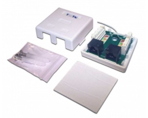 Розетка в сборе TWT, 2x RJ12/RJ45, кат. 5е, экр., внешняя, цвет: белый, (TWT-SM2-4512-WH)