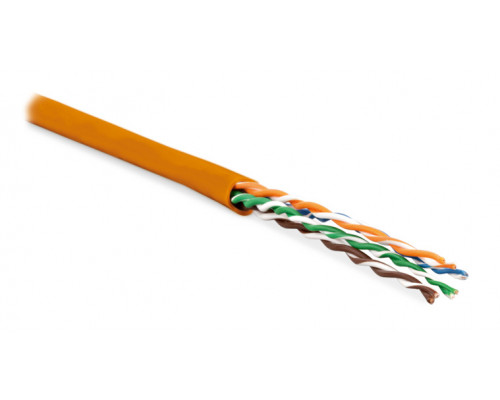 Кабель витая пара Hyperline UUTP4-C5E-P24-IN-PVC, PVC, U/UTP, кат. 5е, проводник Ø 0,61мм, 100м, тип прокладки: внутри зданий, цвет: оранжевый