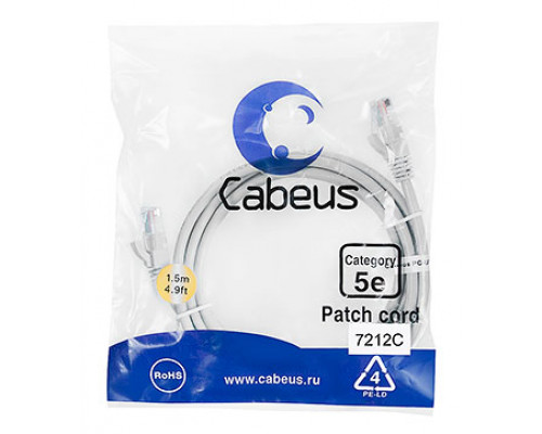 Патч-корд Cabeus PC-UTP-RJ45-Cat.5e-1.5m Кат.5е 1.5 м серый