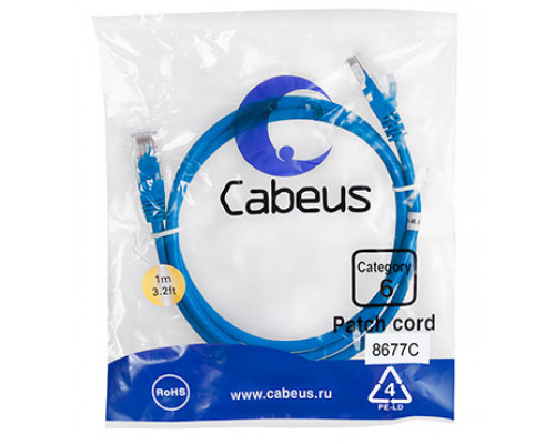 Патч-корд Cabeus PC-UTP-RJ45-Cat.6-1m-BL Кат.6 1 м синий